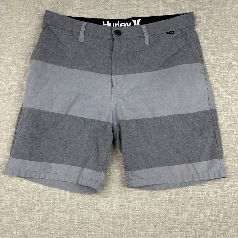 Hurley Mens Hybrid Walk Shorts Grey Striped Board Shorts Size 32